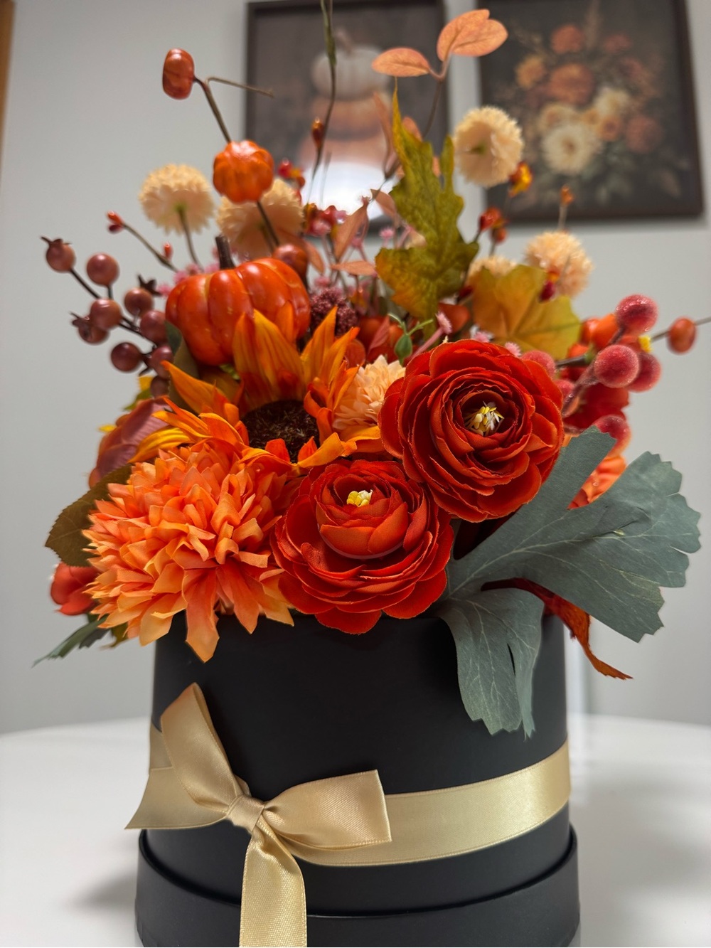 Autumn Bloom Faux Floral Arrangement in Orange by
